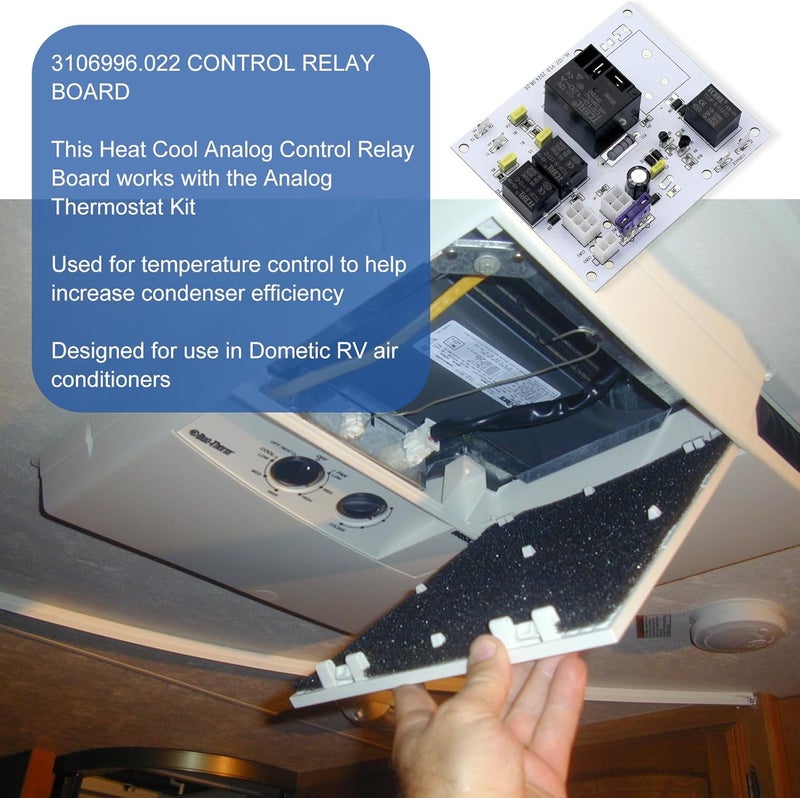 HLTIT 3106996022 Controller Control Circuit Board for Dometic RV Air Conditioner, Heat Cool Analog Control Relay Board Replace for Dometic Duo Therm 3106996.022, 3311924, White - Image 4